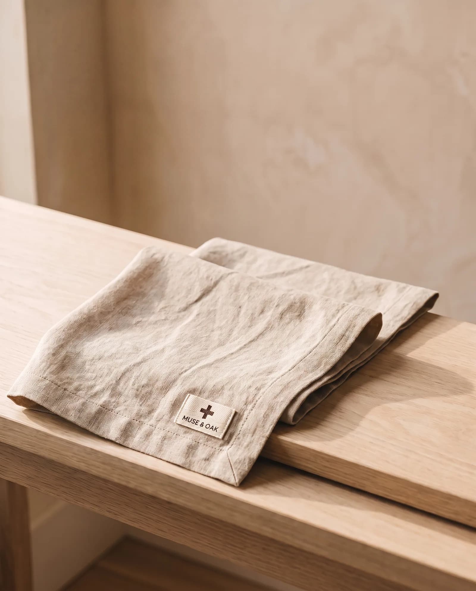 Table Runner — Washed linen, mitred corners.