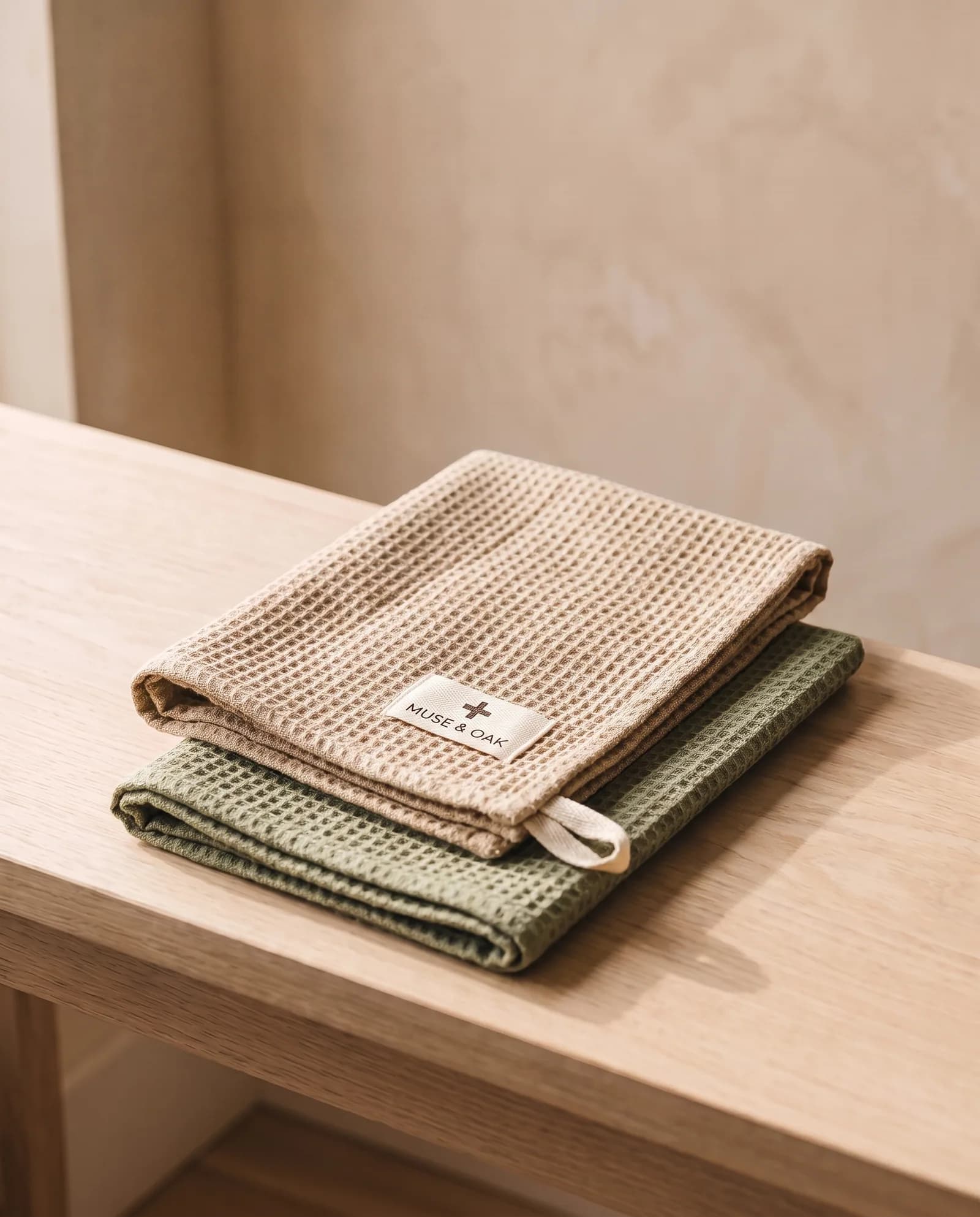 Tea Towels — Pair, waffle linen.